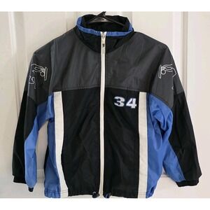 Shaq Jacket Kids Lined Windbreaker  Logo Color Block Blue Nylon Vintage Sz 8 Y2K